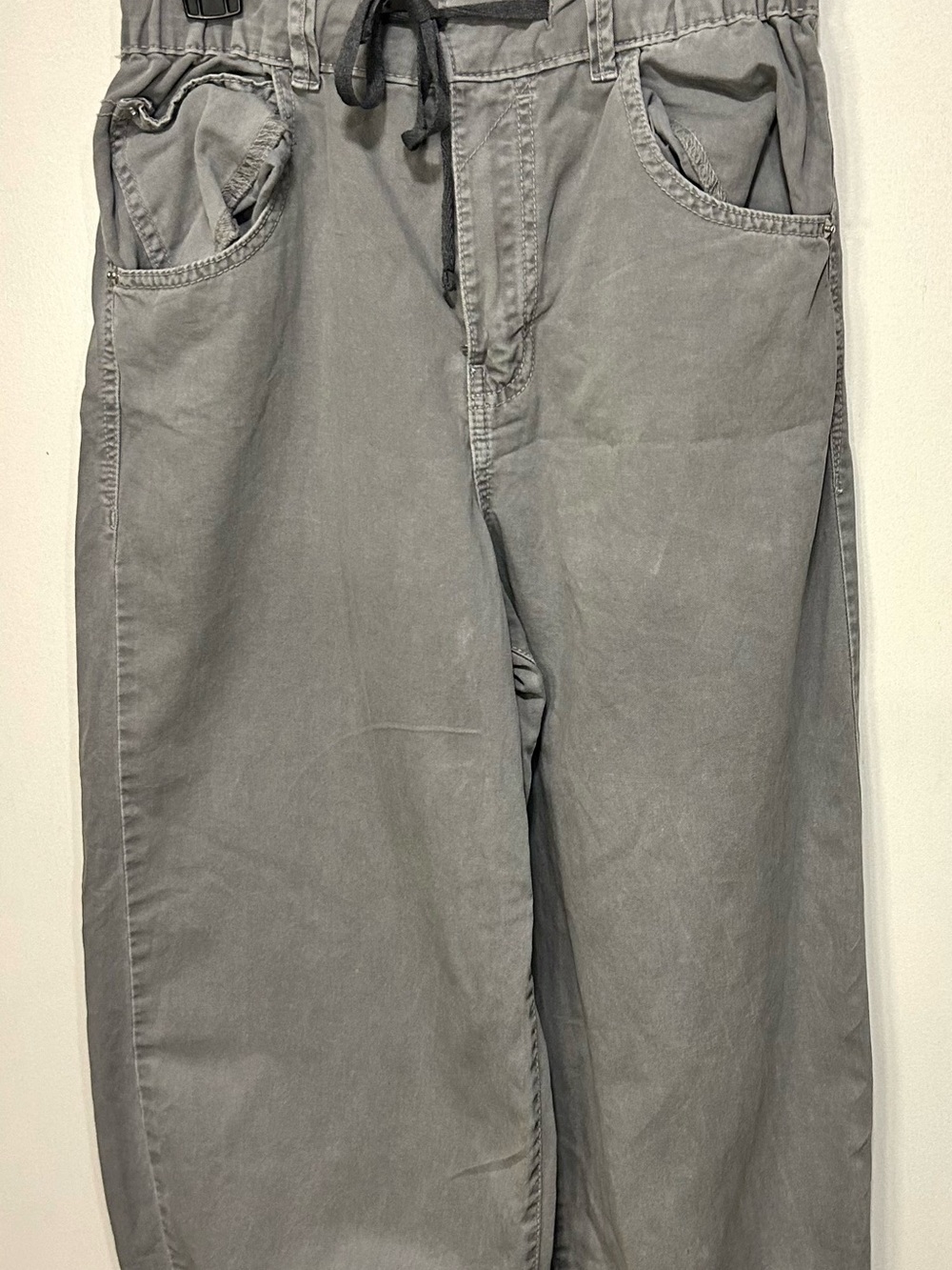 Bershka Light Gray Drawstring Cotton Pants